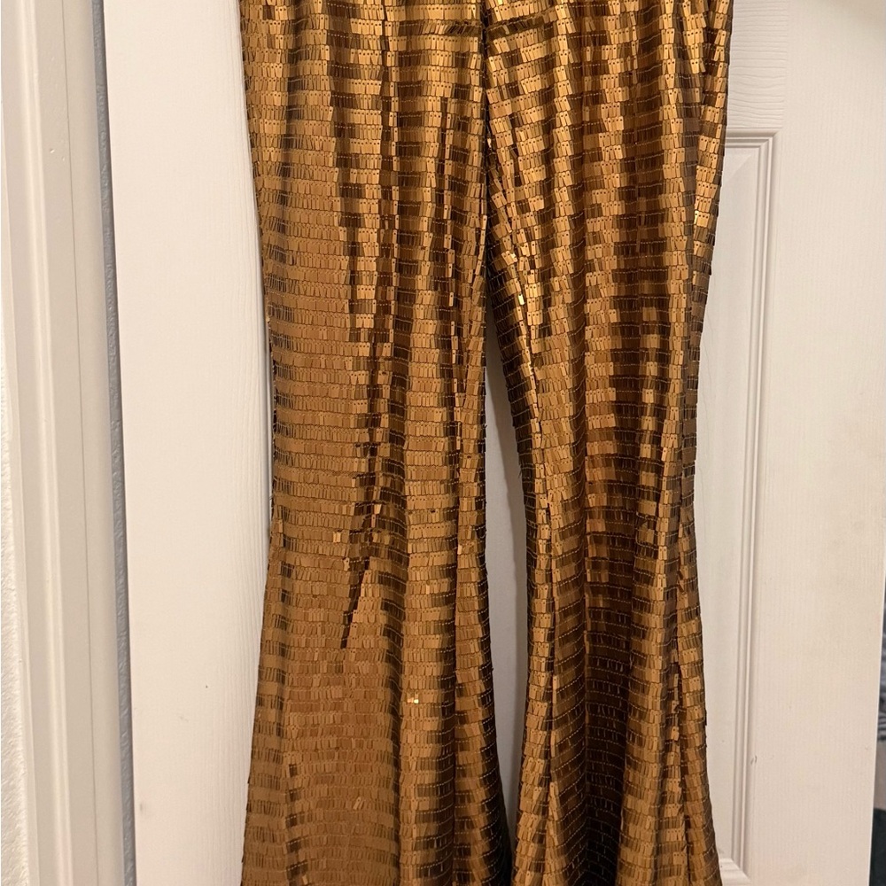 Free People Gold Flare Pants